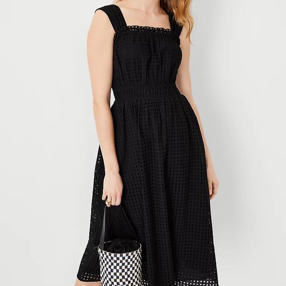 NWT Ann Taylor Eyelet Gathered Flare Dress - Picture 6 of 6